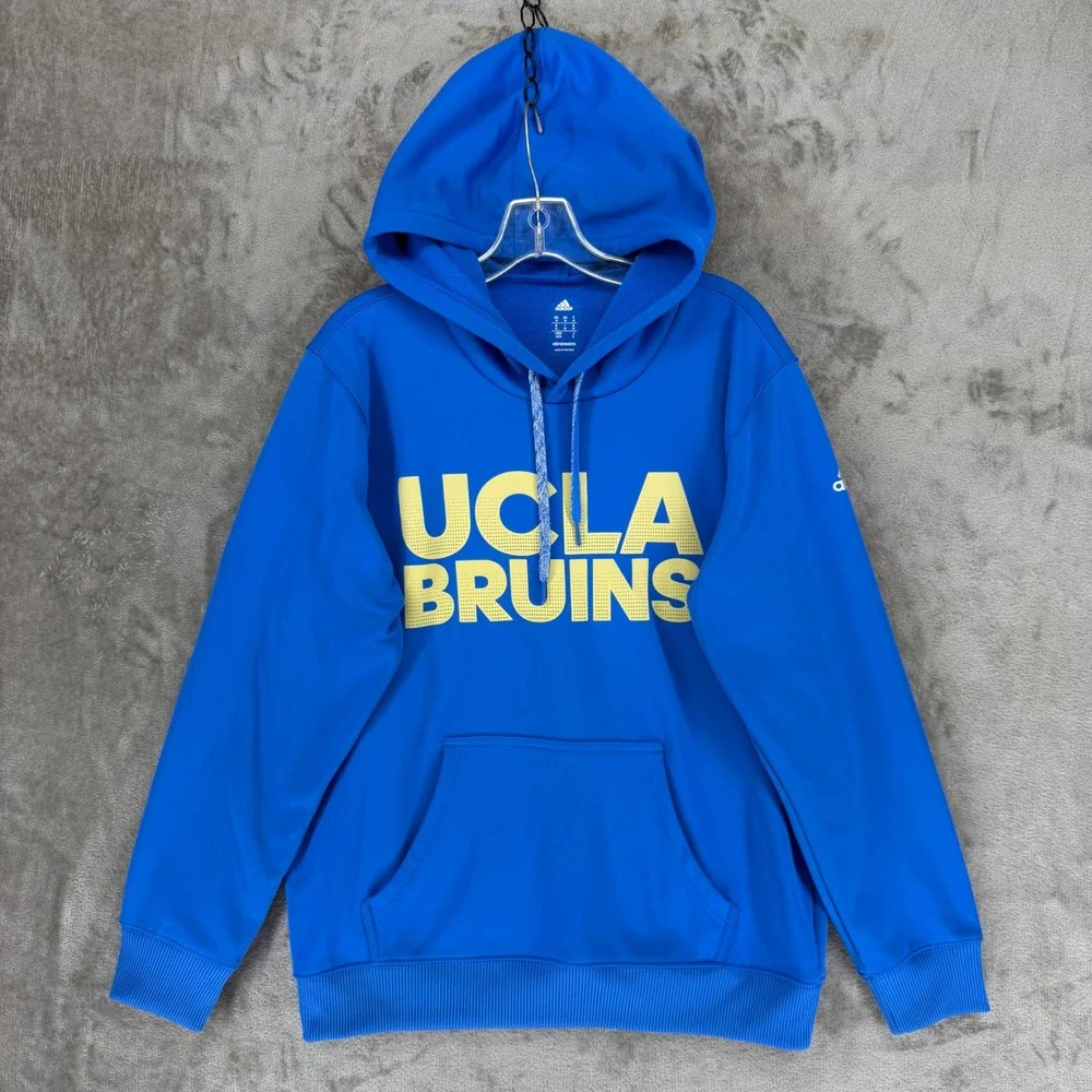 Adidas UCLA Bruins Mens Blue Climawarm‎ Pullover Hoodie Sweatshirt Medium